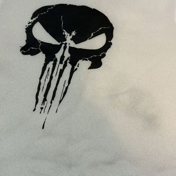 Skull design men’s zip neck white pullover zip up neck open hem size Large - Picture 9 of 10